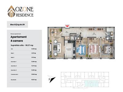 Ozone Residence, Apartament 4 camere, 98 mp utili, Tractorul
