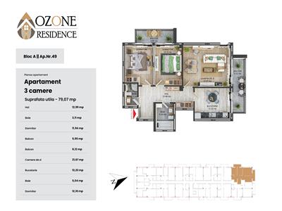 Ozone Residence, Apartament 3 camere-79 mp utili, Zona Coresi-Tractorul, Brasov