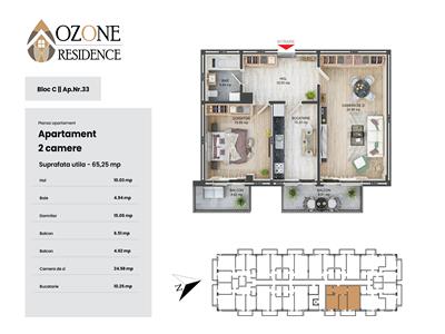 Ozone Residence, Apartament 2 camere, 65 mp utili, Tractorul