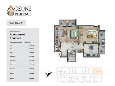 Ozone Residence, Apartament 3 camere-79 mp utili, Zona Coresi-Tractorul, Brasov